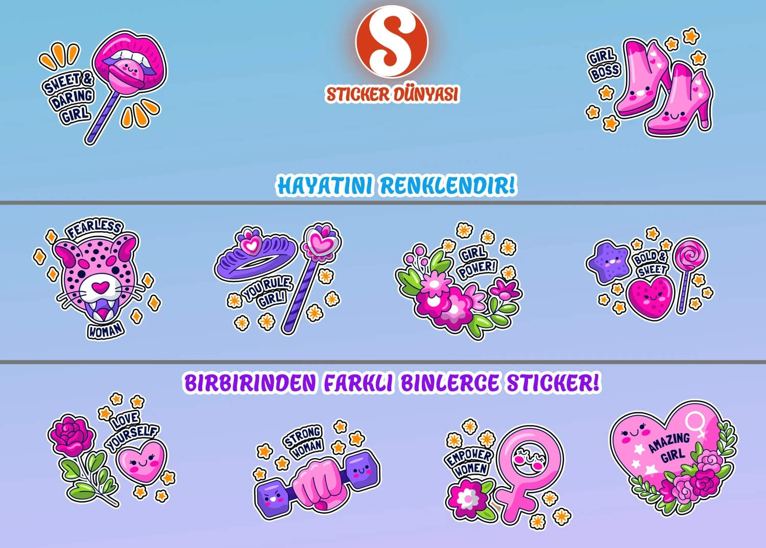 Kadın Hakları Tasarımlı Özel Sticker Koleksiyonu (Kad.Hak.2) görsel 4